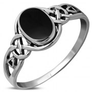 Celtic Stone Ring w Black Onyx, r464